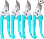 Pruning Shears for Gardening, 4 Pack Garden Scissors for Cutting Fresh Flowers, Floral Clippers for Plants, Fruits (Blue)