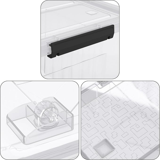 70 Quart Large Storage Bin with Wheels, Clear Plastic Storage Bins with Lids, 4-Pack