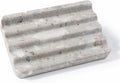 Soap Holder for Bathroom, Grey Marble Soap Dish for Kitchen Countertop, Soap Tray with Creative Wavy Design, Soap Saver for Bath Tub, Sponges, Italian Natural Stone