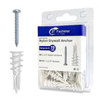 #8 x 1-1/2" Self Drilling Plastic Drywall Anchors Screws (50 Anchors+50 Screws), No Pre Drill Hole Required, Hold Up to 75 Lbs