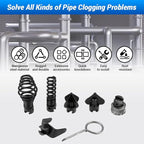7Pcs Drain Cleaner Combination Cutter Head Set, 16mm Manganese Steel Blades For Pipeline Dredging Cleaning Machine, 6 Cutter Heads 1 Key