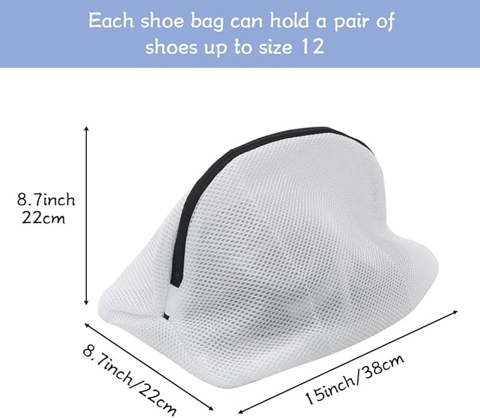 Tenn Well Shoe Washing Machine Bags, 3PCS Mesh Laundry Bags for Shoes, Sneakers, Trainers, Tennis Shoes, Slippers, Fit up to Men’s Size 12