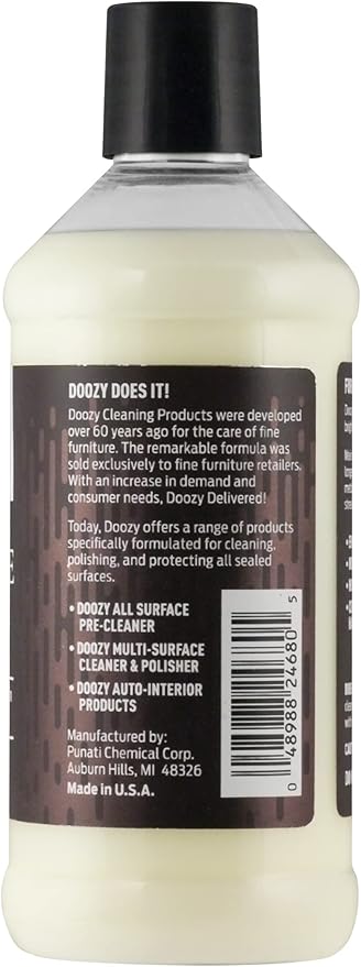 Doozy 16 oz Furniture & Cabinet Polish for All Wood & Metal, Leather & Glass - Oak, Teak, Dark & Light Wood - Best to Clean, Restore, Protect, Shine & Conceal Fine Surface Scratches