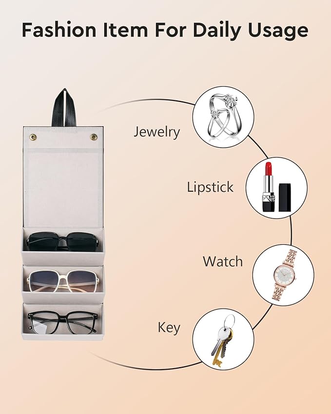 Sunglasses Travel Case,Foldable Eyeglasses Case, Portable Multiple Glasses Case for Women Men Girls