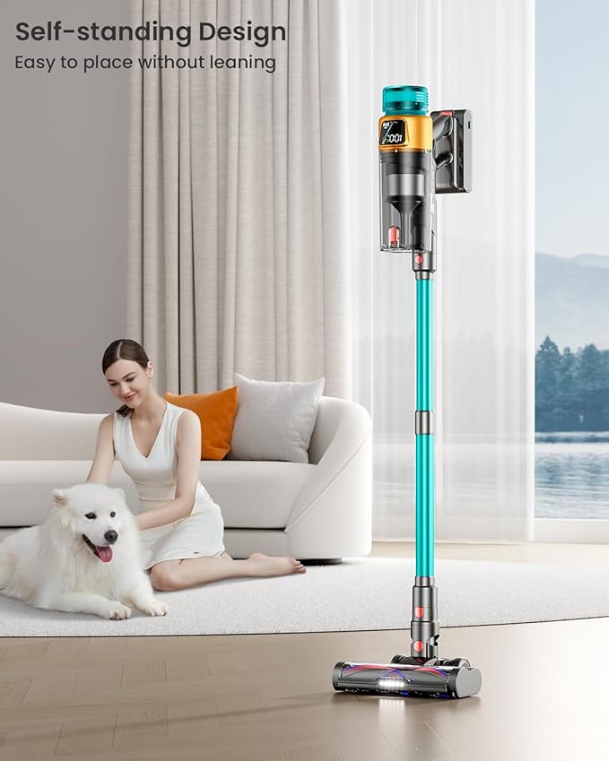 Cordless Vacuum Cleaner, 580W 48KPA 70Mins Vacuum Cleaners for Home, Stick Vacuum with Charging Dock Station, Anti-Tangle Wireless Vacumm, Rechargeable Cordless Vacuum for Pet Hair/Carpet/Hard Floor
