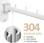 Swing Clothes Hanger Rack,Garment Racks Wall Mounted Clothes Bar-Hanger Holder Hooks Heavy Duty Folding Drying Rack Space Saving Clothing Hanging System Closet Storage Organizer,White Finish