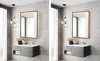 22x30 Inch Bathroom Medicine Cabinet with Gold Framed Mirror – Recessed or Surface Mount Storage Cabinet, Single Door Rustic Farmhouse Design