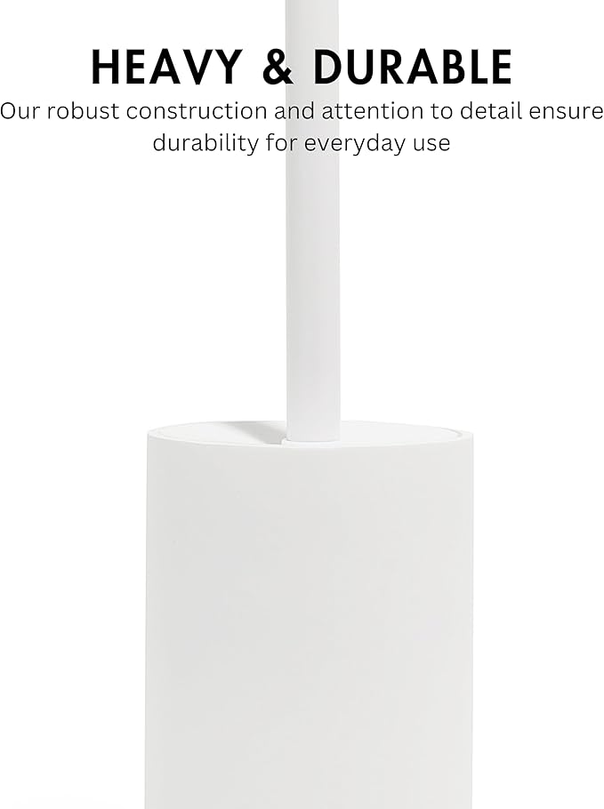 Matte White Toilet Bowl Brush for Bathroom with Holder - Bathroom Cleaner Scrubber with Sleek Design, Sturdy, and Durable Bristles