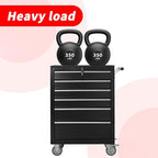 Tool Chest Cabinet, Large Capacity Metal Tool Box with Wheels and Cylinder Locking, Roll Around Storage Organizer Tool Cart for Garage, Redtool cabinets on Wheels (Black, 6-Drawer-Wheel)