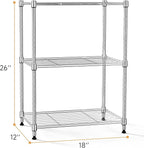 IZEUK 3 Tier Shelf, Heavy Duty Steel Wire Shelving Unit for Home, Kitchen, Laundry Room Organization, Office Storage Rack (17.7" W x 11.8" D x 26.3" H, 450LBS, Chrome)