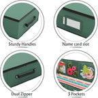 Primode Wrapping Paper Storage Container | Gift Wrap Organizer Under Bed | 41”x14”x6” | Box Holder for 18-24 Rolls Up to 40” | 600D Oxford Material | Pockets for Ribbon, Bows, and Accessories (Green)
