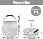 Qivine 17L Cleaning Caddy with Handle, Cleaning Supply Caddy, Foldable Tool Bag Cleaning Products Organizer, Portable Cleaning Bucket Caddy for Cleaning Supplies (Clear)