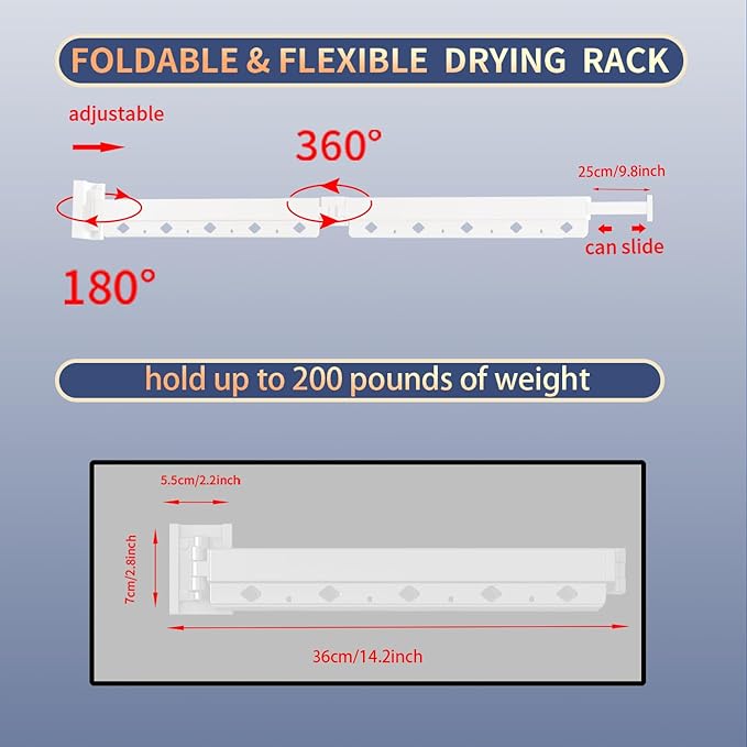 Clothes Drying Rack, Retractable and Foldable Laundry Drying Rack Wall Mount for Indoor, Space Saver Clothes Hanging Rack for Laundry Room, Balcony, Closet, Bedroom(Double-Fold),White