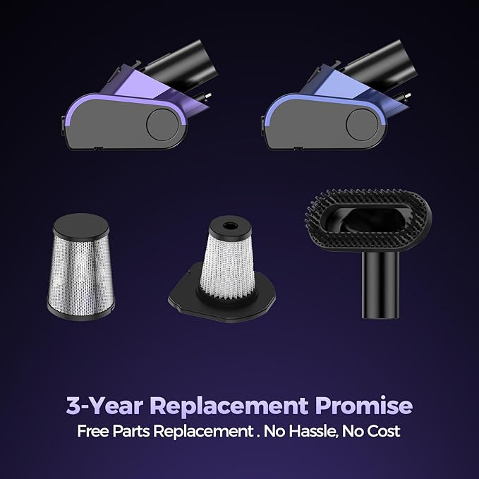 Pet Hair Handheld Vacuum Cordless: 20000PA High Power Car Vacuum with Motorized Brush and LED Light, Rechargeable Hand Held Vacuum Cleaner with Reusable Filter for Car, Home, Office & Pet, Purple