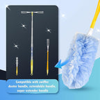 30 Count Heavy Duty Disposable Microfiber Duster Refills - Compatible with Swiffer, 1 Short Handle and 1 Extendable Handle