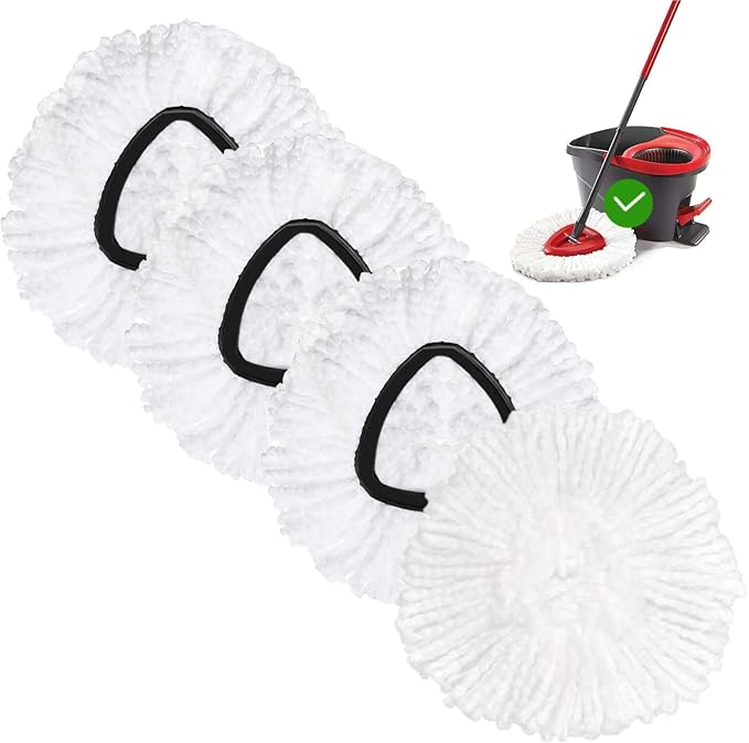 4 Pack Spin Mop Replacement Head Mop Refill Compatible with Oceda Triangle Swivel Mops Microfiber Swivel Mop Refill,Deep Clean,Machine Washable and Easy to Replace