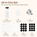 ComSaf 24Pcs (4Oz) Glass Spice Jars with Label, Airtight Seasoning Containers with Lid for Home Cooks to Organizing Herbs, Sugar, Pepper, Salt, Glass Spice Bottles Organize Cabinet & Drawer