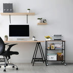 LIANTRAL Rolling Cart, 3-Tier Utility Microwave Bar Coffee Cart Kitchen Storage Shelf On Wheels, Brown Large Side End Table Nightstand for Home Office