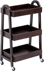 3 Tier Rolling Craft Cart Slim Rolling Storage Cart Wooden Cart on Wheels Bathroom Organizer Rolling Utility Cart Mobile Shelving Unit for Kitchen Bathroom Laundry Narrow Places (Black)