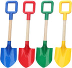 Mototo 4 Pack Beach Shovels, 16'' Plastic Beach Sand Toys Spade Scoop Gardening Tools Kit Sandbox Wooden Handle Spades for Kids Adults Garden Outdoor Snow Backyard Sand Summer (4 Pack, Bright Series)