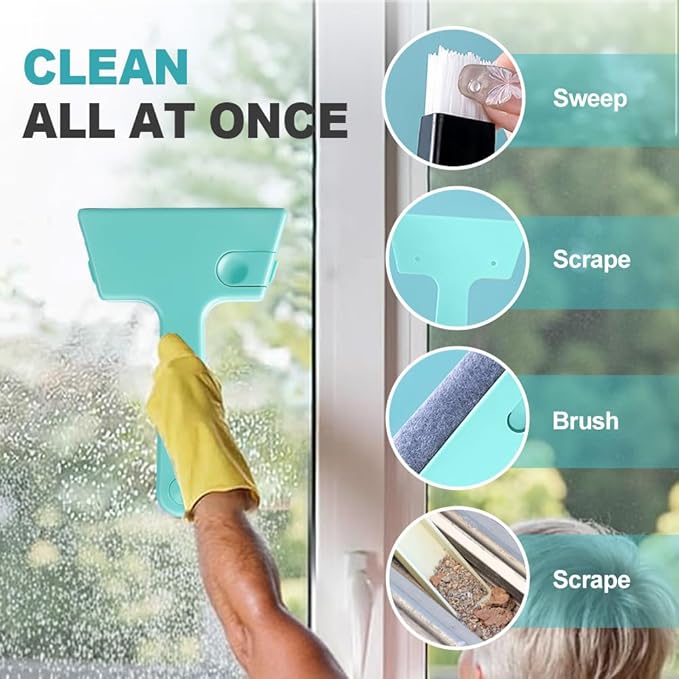 Magic Window Track Cleaner, 2024 Upgraded Window Groove Cleaning Brush Tools Set, Hand-held Window Track Cleaner Brushes Tools Set for Window lides Gaps Tile Lines Shutter Car Vents (Blue 3PCS)