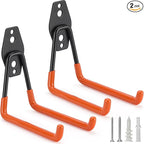 2 Pack Garage Hooks Heavy Duty Storage Organizer Wall Mount Power and Garden Tool Hangers, for Hanging Ladders, Ropes, Hose, Bulk Items