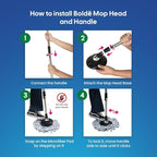 Thunder Mop Spin System - Double-Sided - 2 Compact Stackable 6L Buckets, Microfiber Head, Stainless Steel Wringer, Antifungal Quick-Dry Cleaning, Soap Dispenser, 3 Free Refills (Black/Pink)