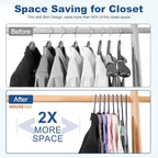 HOUSE DAY Grey Plastic Hangers 60 Pack, Non-Slip Plastic Hanger with Dual Hooks - Slim Space Saving 1/4" Thin Closet Organizers for Coats, Shirts, Pants & Dresses - Lightweight Garment Friendly