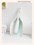 Small Hand Broom and Dustpan Set, Thick Stiff Brush Bristle, Little Dust Pan with Lint Removal Teeth,11", Portable, Compact