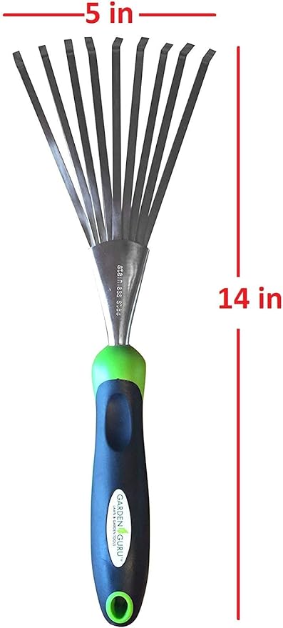 Garden Guru Stainless Steel Hand Rake Soil Tiller with Ergonomic Handle, Great for Gardening, Cultivating, Loosening Soil & Spreading Mulch (4 Pack)