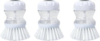 Dish Brush with Soap Dispenser for Dishes Pot Pan Kitchen Sink Scrubbing, White 3 Pack