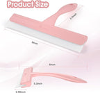 5" Silicone Shower Squeegee for Glass Doors & Car Windows - Small & Mini Size Streak-Free Cleaner, Bathroom, Mirror, Tile Scraper - Compact Pink with Hanging Hole, Kitchen Safe Water Blade