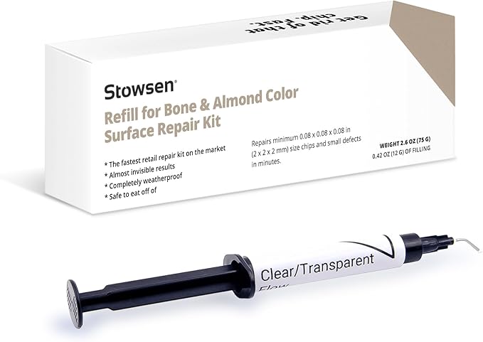 Refill for Bone & Almond Color Surface Repair Kit - Fix Chips & Defects in Minutes | Repair Tiles Bathroom Fixtures and Countertops with Ease | for Porcelain Ceramic Fiberglass Corian and More