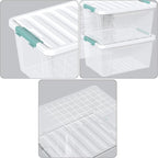 6-Pack Clear Plastic Storage Bins with Lids, 35 Quart Latch Storage Box