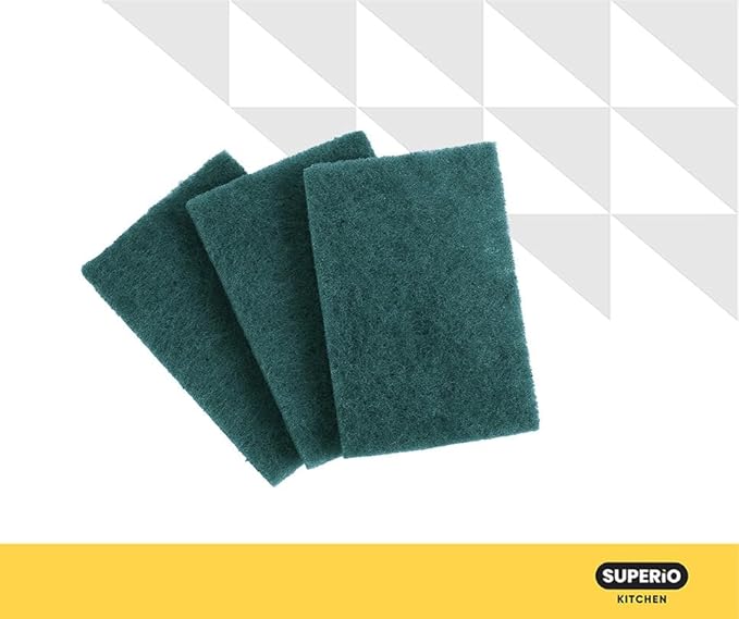 Scouring Pad Non-Scratching Scrubber Non-Scratch Cleaning Scrub Pads Heavy Duty Scouring Pad Reusable Kitchen Scrubbing Pad Pack of 30 Green, by Superio