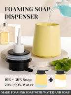 INGOFIN Ceramic Foaming Soap Dispenser -14 oz Foam Hand Soap Dispenser Bathroom, Modern Refillable Dish Wash Bottle for Kitchen with Large Pump, Matte Yellow