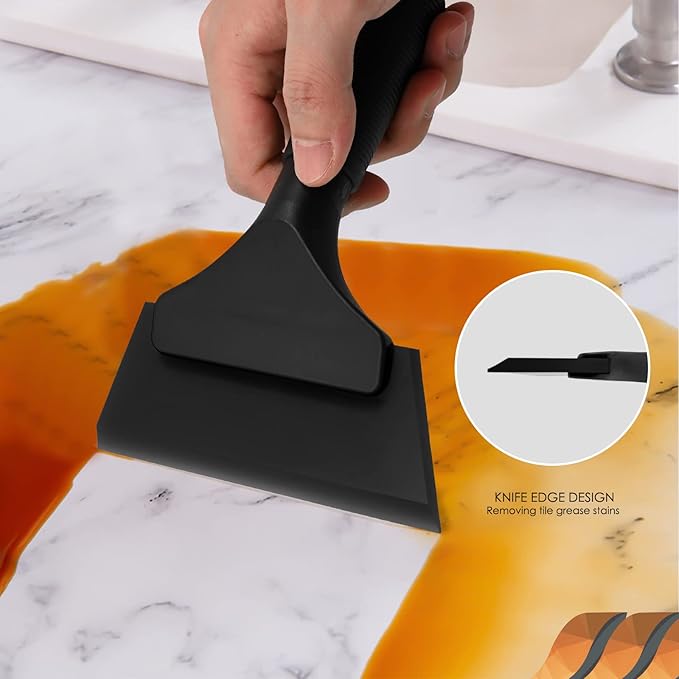 EHDIS Small Squeegee 5 inch Rubber Window Tint Windshield Scraper for Car,Glass, Mirror, Shower, Door,Bathroom Cleaning (Pure Black)