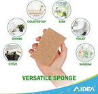 AIDEA Sponges Non Scratch, 12Count, Natural Sponge for Non Stick Cookware, Sponges Kitchen, Cellulose Scrub Sponge for Dishes, Cleaning Power for Kitchen, Bathroom, Household
