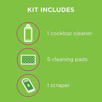 Affresh Cooktop Cleaning Kit, Safe for Glass & Ceramic Cooktops, Includes 5 oz cleaner, 5 pads, 1 scraper