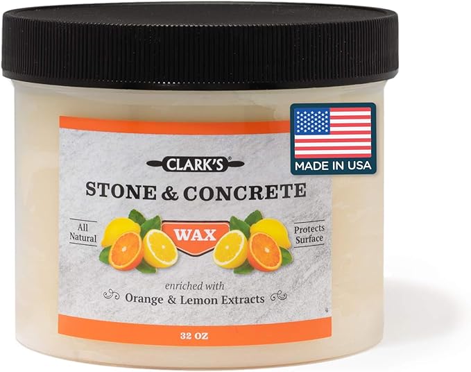 CLARK’S Natural Stone Wax - Seal and Protect Soapstone, Slate and Concrete with Carnauba and Beeswax - Use on Kitchen and Bath Countertops - Enriched with Lemon and Orange Extract, Large 32oz