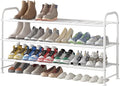 LINZINAR Shoe Rack Long 3 Tier Shoe Storage Organizer Metal Wide Shoe Shelf for Closet Entryway Bedroom 24 Paris Large Capacity, Black (White, 3-Tier)