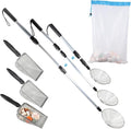 Beach Sand Sifter, 3 Beach Sifting Sand Telescoping Pole Sets with Scoops, Baskets, Mesh Bag, for Kids Picking Up Shells Shovels Shark Teeth