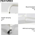 HDANI 3 Tier Rolling Cart Shelves,Heavy Duty Multifunctional Metal Frame-Supports 22 Lbs Per Tier,Rolling Cart with 2 Lockable Wheels for Home, Office,Kitchen,Bathroom,Bedroom(White)…