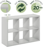 Furinno Cubicle Open Back Decorative Cube Storage Organizer, 6-Cube, Light Grey
