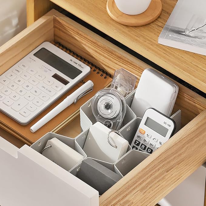 Poeland Drawer Divider Organizer DIY Plastic Grid Honeycomb Drawer Divider Gray 2 Pack