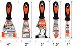 Putty Knife Set, 5 Piece Stainless Steel Paint Scraper (1" 1.5" 2" 3" 4"), Multi-use Scraper Tool, Spackle Knife for Applying Putty, Filling Gaps, Scraping Away Old Paint or Caulk