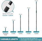 AIDELY 62" Window Squeegee, 2 in 1 Window Cleaning Tool with Telescopic Pole, Rotatable and Bendable Head for High Windows Indoor Outdoor, Includes 2 Blades & 2 Pads (Microfiber+Pads)