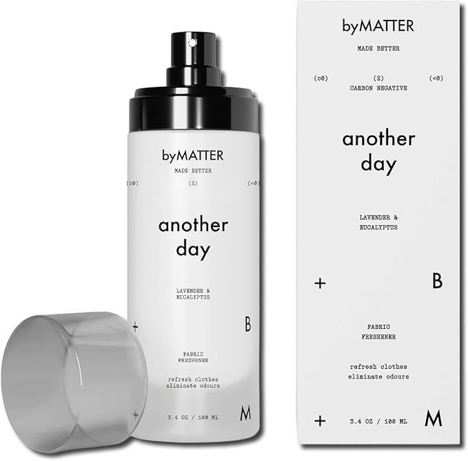 byMATTER Another Day Clothes Refresher Spray – Fabric Freshener, Luxury Perfume, Dry Wash Mist For All Clothing Types, Plant Based, Odour Eliminating, Linen Spray for Clothes (100ml / 3.4 Fl Oz)