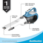 BLACK+DECKER dustbuster AdvancedClean Handheld Vacuum Cordless, Compact Home and Car Vacuum with Crevice Tool, Rotating Nozzle and Charging Station, Large Dust Bowl (CHV1410L)