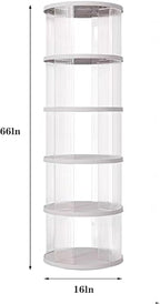 Rotating Bookshelf Tower,360° Rotating Bookshelf,66 inch High Small Space Revolving Bookcase, Suitable for Spinning Bookshelf Tower in Home and Office (White, 5 Tier, 16x16x66)